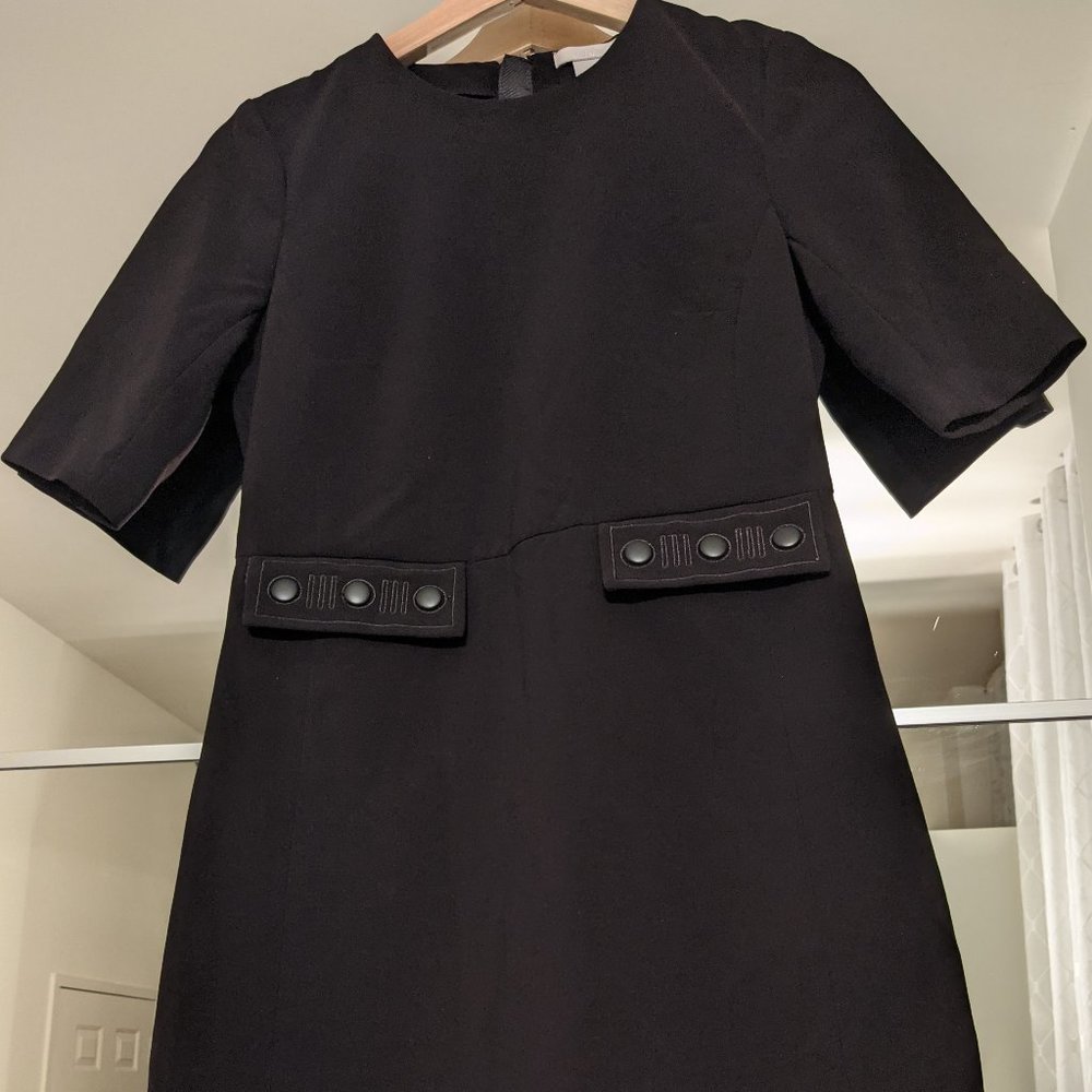 black dress with front pockets